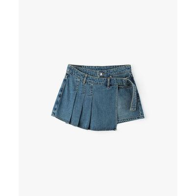 LEE - Quần short giả váy nữ denim xếp li_LWB011794101291-A09805