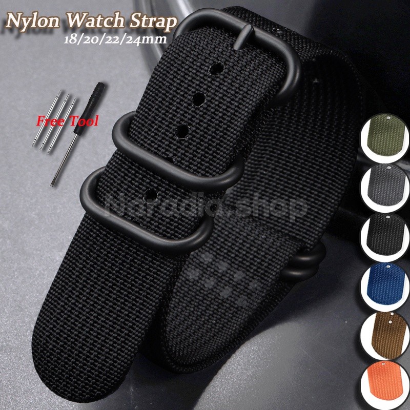 18-24mm Nato Nylon Dây Đeo Đồng Hồ Thể Thao Quân Sự Một Vòng Vải Dây Đeo Đồng Hồ Nam Nữ Thay Thế