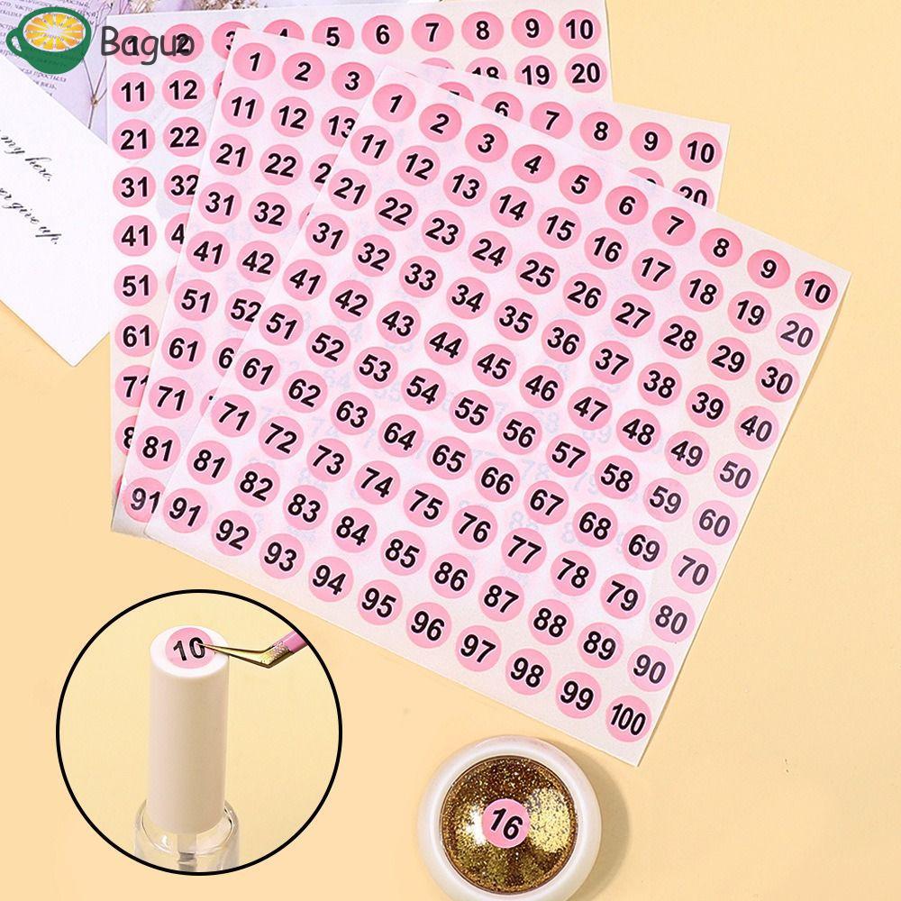 BAGUO 100 tờ Nhãn dán số liên tiếp, Nhãn dán số 1-100 tự dính, Nhãn dán số tự làm Phân loại sơn móng