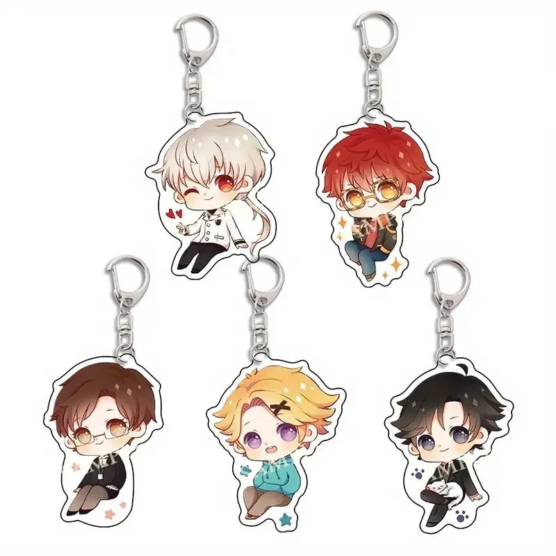 Móc khóa Mystic Messenger Chibi Mica 6cm Yoosung Zen 707 Jumin Saeran Phụ kiện Anime Game treo balo 
