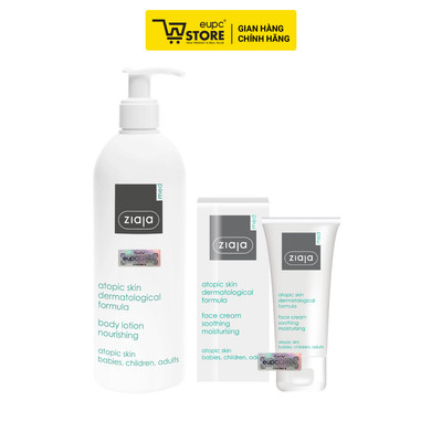 Combo Kem Dịu Nhẹ, Dưỡng Ẩm 5% Urê Ziaja Med 50ml Và Nhũ Tương Mượt Da Toàn Thân 1% Urê Ziaja Med 400ml