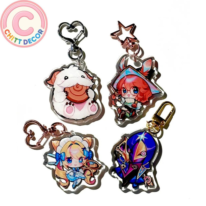 Móc khoá game TFT Jhin, Aurora, Gwen, Poro phụ kiện túi xách balo móc khoá bằng acrylic