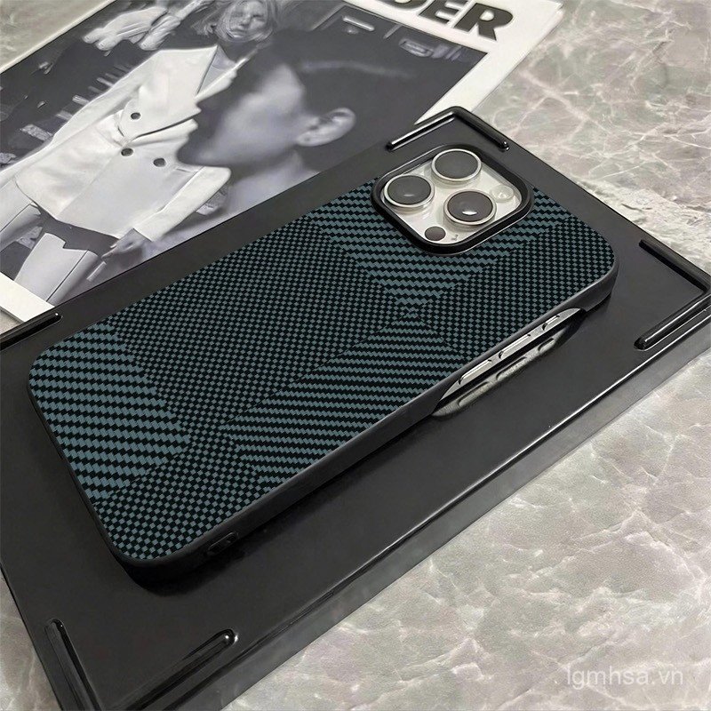 Ốp Điện Thoại Họa Tiết Kẻ Sọc Sợi Carbon Thích Hợp Cho iPhone 14 15 16 17 promax 14promax 11pro 12pr