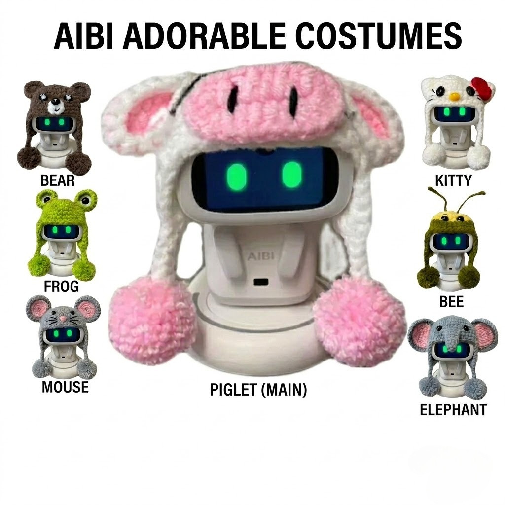 AIBI Robot Tay Dệt Dễ Thương Hoạt Hình Mũ Phụ Kiện Trang Trí Quần Áo Trang Trí Quần Áo Phụ Kiện