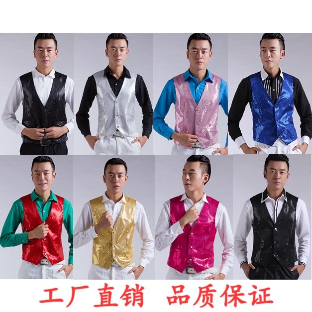 Áo Vest Hiệu Suất Trang Phục Đính Kim Sa Lấp Lánh Vest Sân Khấu Trang Phục Nam Đính Kim Sa Lấp Lánh 