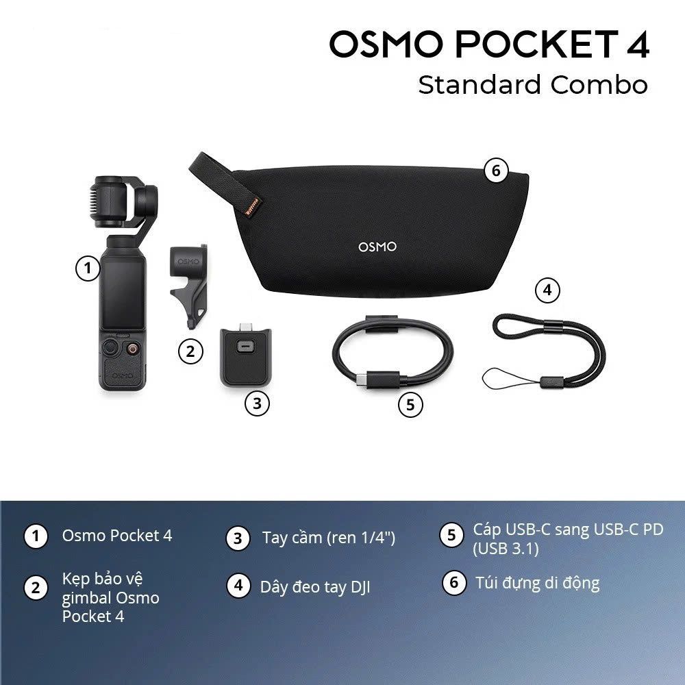 DJI Osmo Pocket 4 Gimbal Tích Hợp Camera Chất Lượng Cao, Bộ Nhớ Trong 107GB - Bảo Hành Chính Hãng | BigBuy360 - bigbuy360.vn