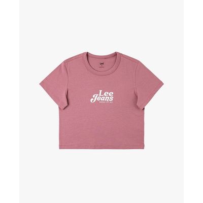 LEE - Áo croptop nữ cổ tròn tay ngắn in logo_LWT012534211000-A09720