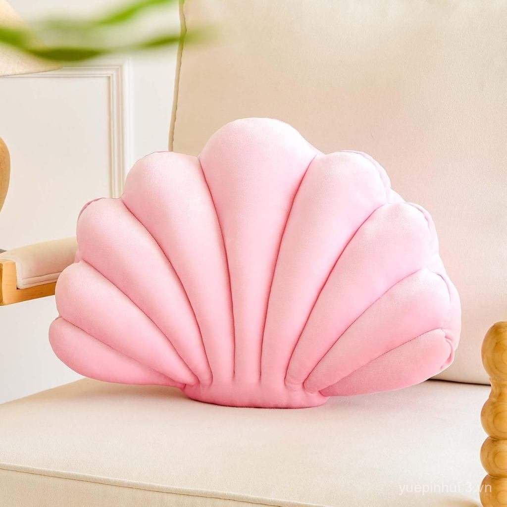 Gối Ném Vỏ Biển Màu Hồng, Gối Ném Hình Vỏ, Gối Nhung Mềm 13 Inch Gối Trang Trí Nhà Sang Trọng Đệm Ch