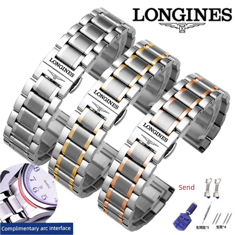 Longines / Longines Dây Đeo Đồng Hồ Dây Thép L2 Nổi Tiếng Craftsman Nam Nữ Bướm Khóa Quân Đội Cờ L4 