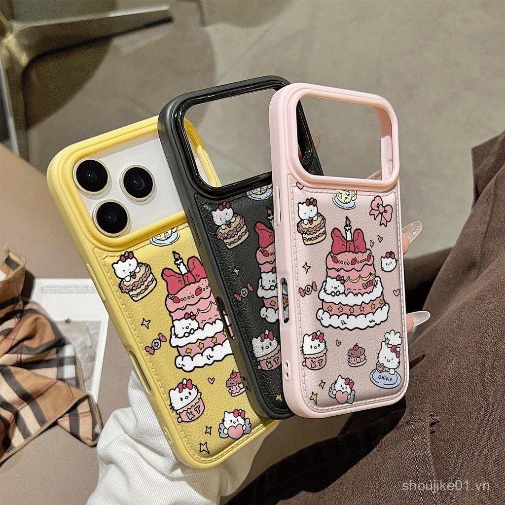 Bánh sinh nhật ba lớp Hello Kitty cho iPhone 13, 17, 11, 16, 15, 14, 12, 14Pro, 13Pro, 13ProMax, 14P