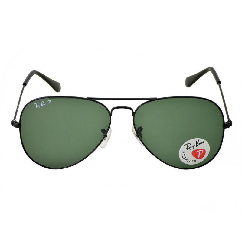 Kính aviator R RB3025 của Aviator, khung đen cổ điển, lens phân cực màu xanh lá