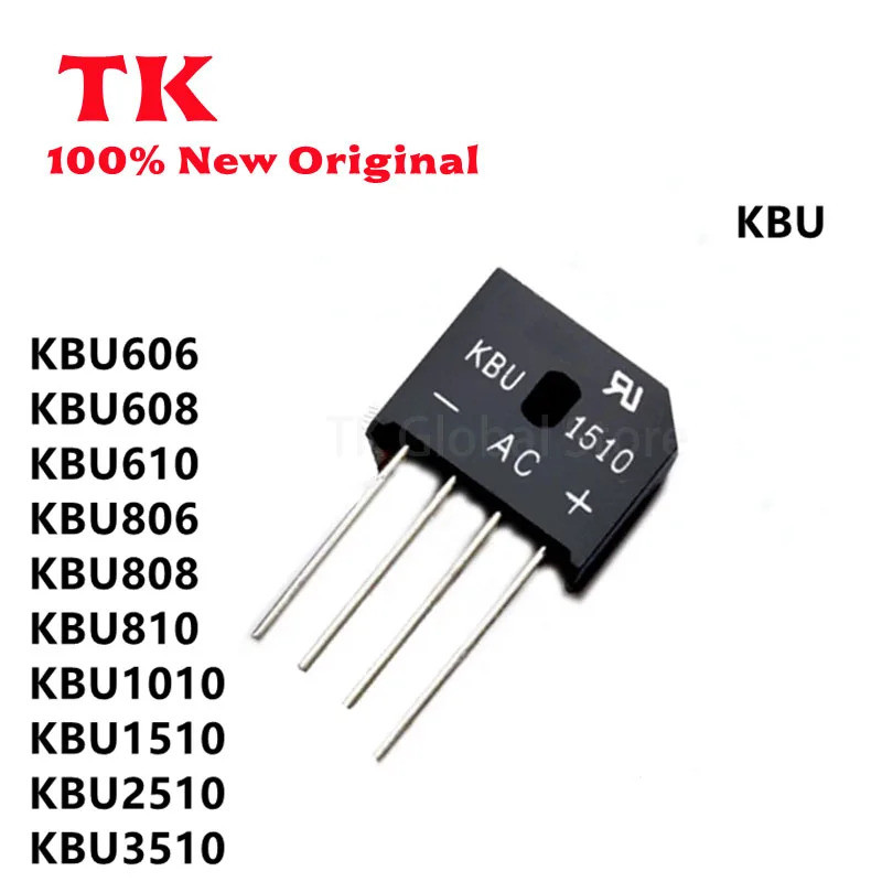 5 CHIẾC KBU1010 KBU-1010 10A 1000V diode cầu chỉnh lưu KBU1510 KBU808 KBU810 KBU606 KBU608 Còn hàng