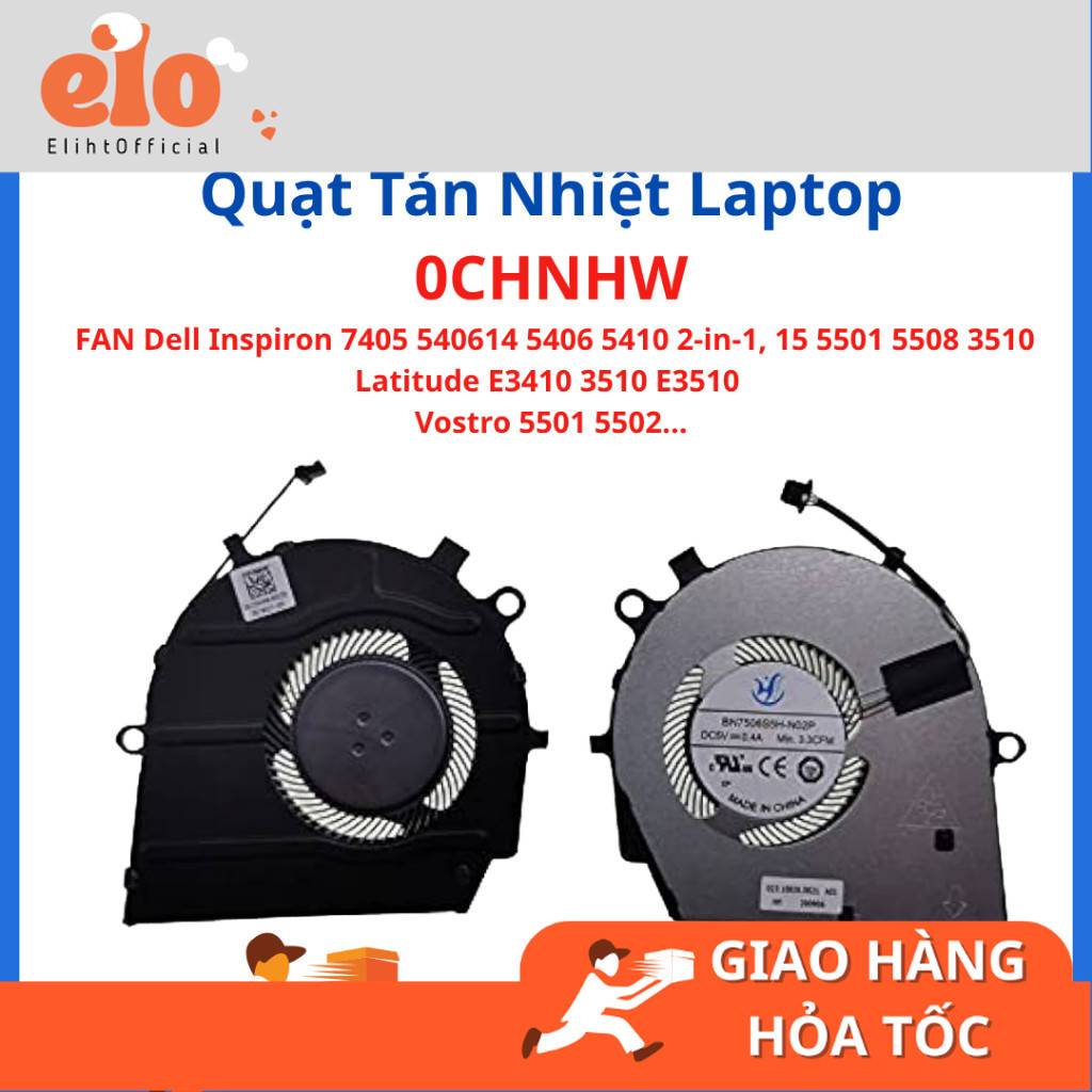 Quạt tản nhiệt CPU laptop Dell Vostro 5501 5502 5508 5509 0CHNHW CHNHW Fan laptop CPU (LIKENEW)