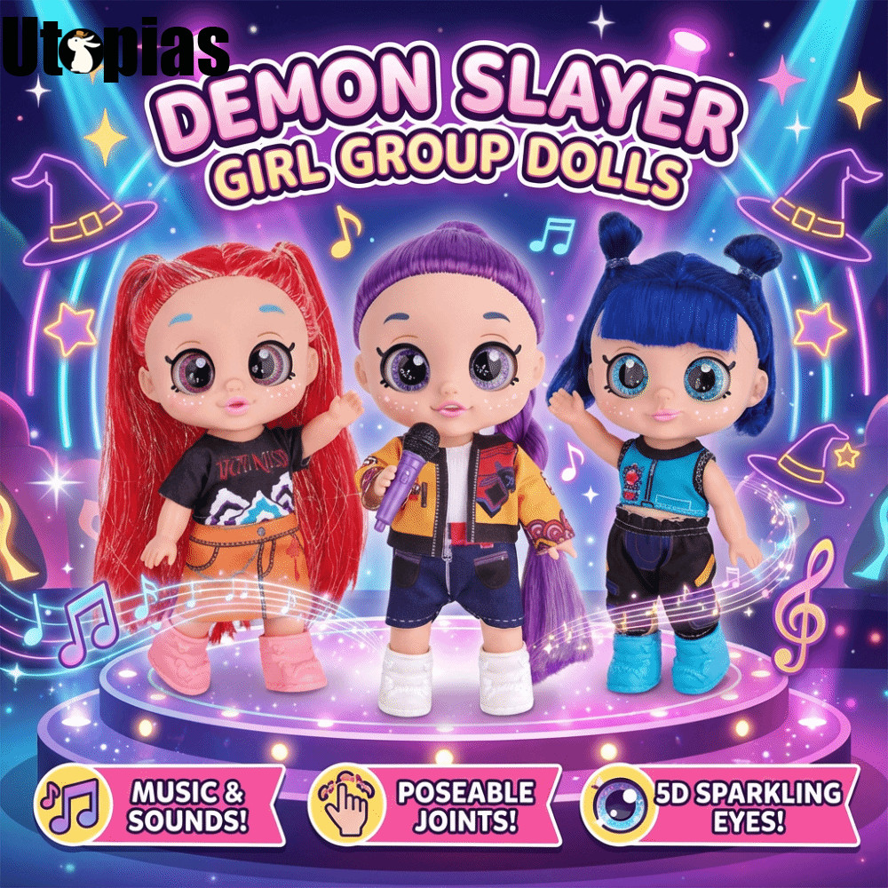 [UTOPIAS] Búp bê K-POP, 10 Inch ‌Jointed 5D Eyes Demon Hunters Girl Doll, Realistic Mira Musical Zoe