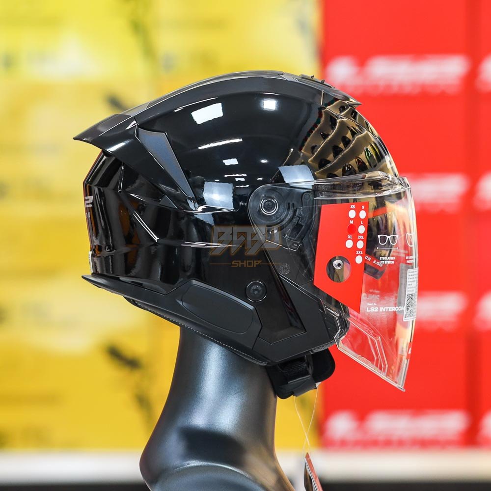 Mũ 3/4 2 Kính LS2 OF618 Verso II Đen Bóng Asian Fit