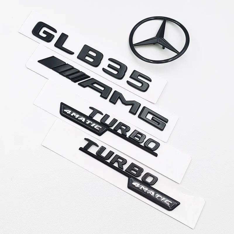 3D ABS Đen Logo GLB35 Chữ Turbo 4matic Biểu Tượng AMG Huy Hiệu Xe Phía Sau Ngôi Sao Miếng Dán Cho Xe