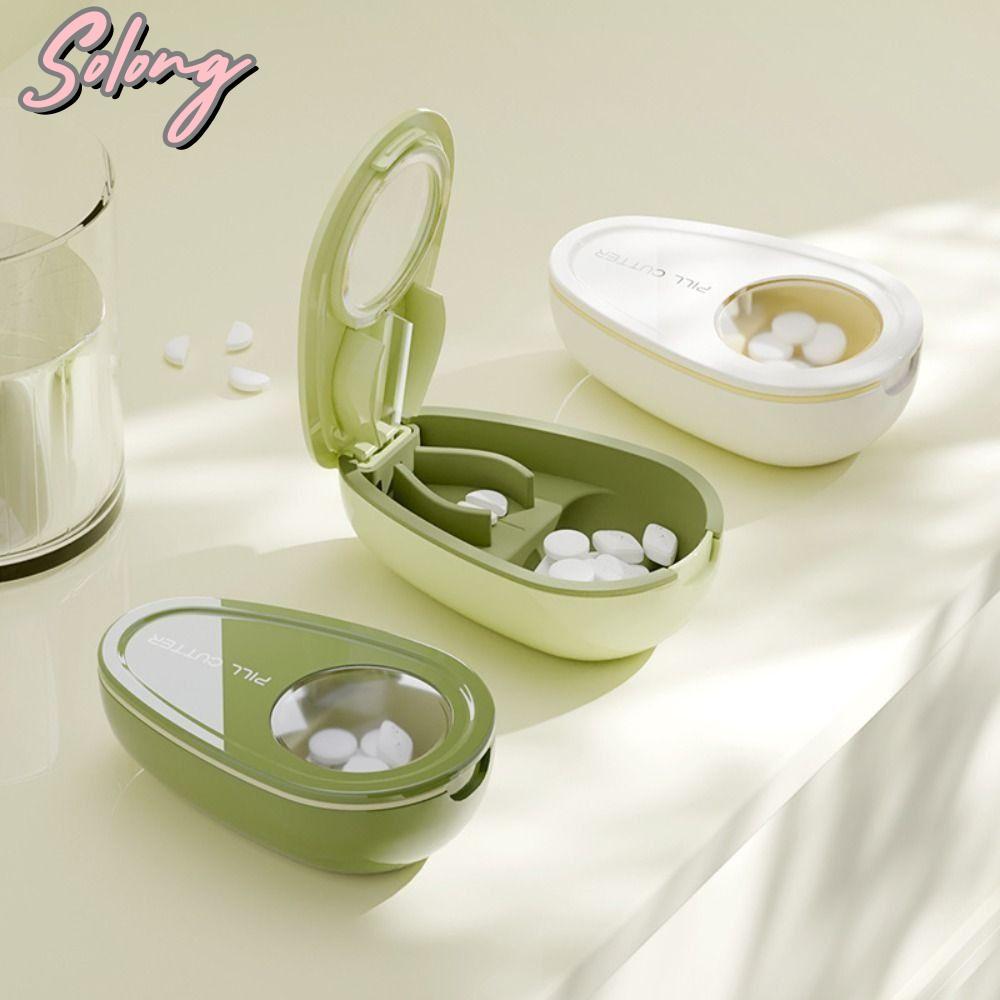 COMME Quarters Pill Divider, Divider Organizer Hộp lưu trữ chia thuốc 2 trong 1, Máy tính bảng thuốc