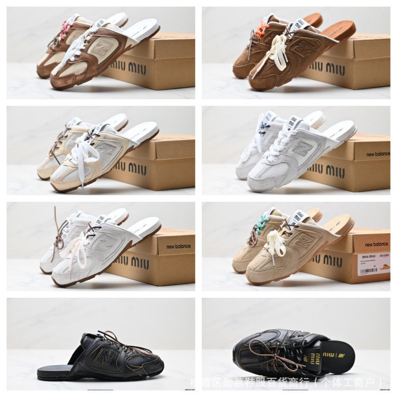 Dép Phẳng Slip-On Armus miu Joint NB530 Nữ Forrest Gump Giày Nửa Dép Đức Huấn Luyện Da Bò Lưới Nữ Re