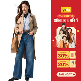   SALE  Áo măng tô nữ YODY đai eo dáng casual vải sợi tencel bóng nhẹ MTN7001 