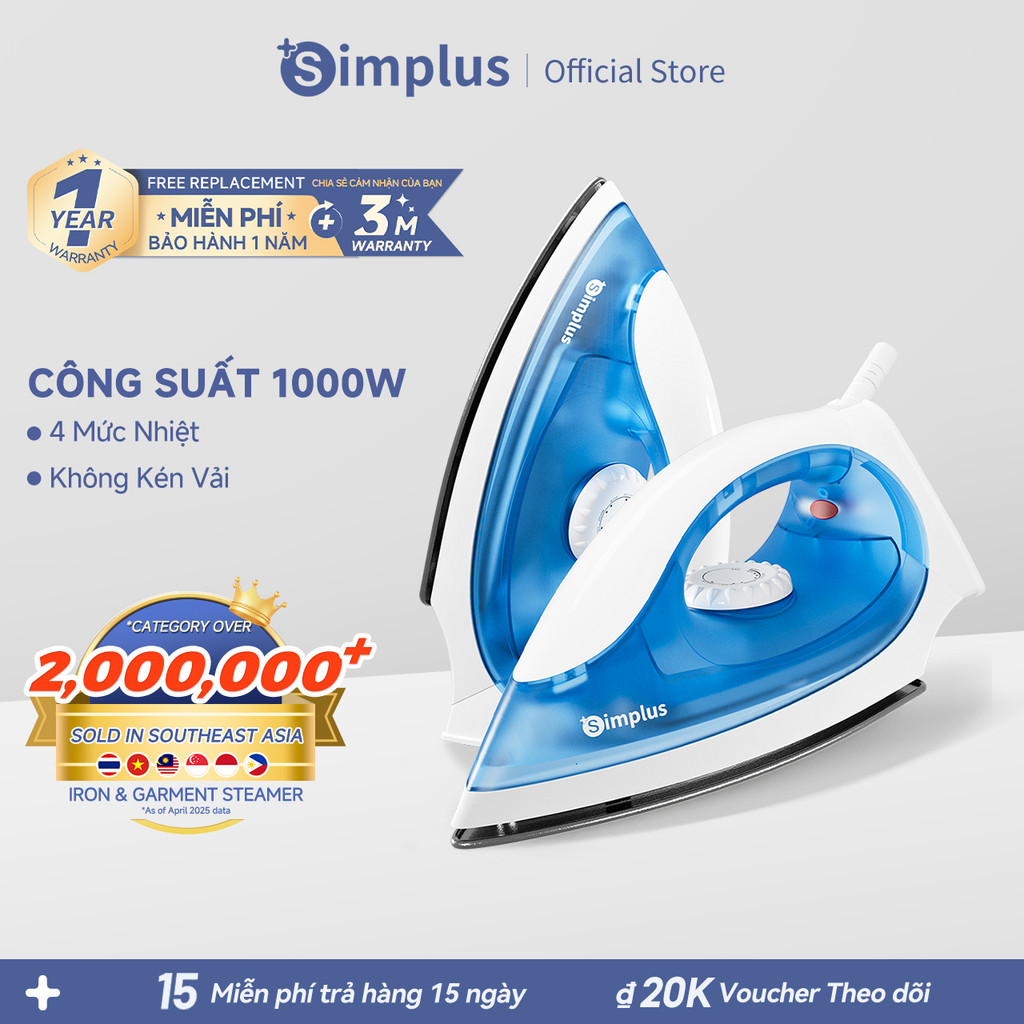 Simplus Bàn ủi khô điện cầm tay GTJH005- Bảo Hành 1 Năm 1 Đổi 1