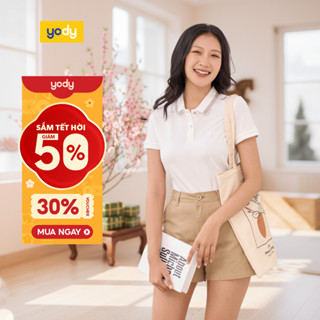    Áo thun polo nữ YODY vải mắt chim ngắn tay cotton phù hợp công sở có bigsize APN3340 