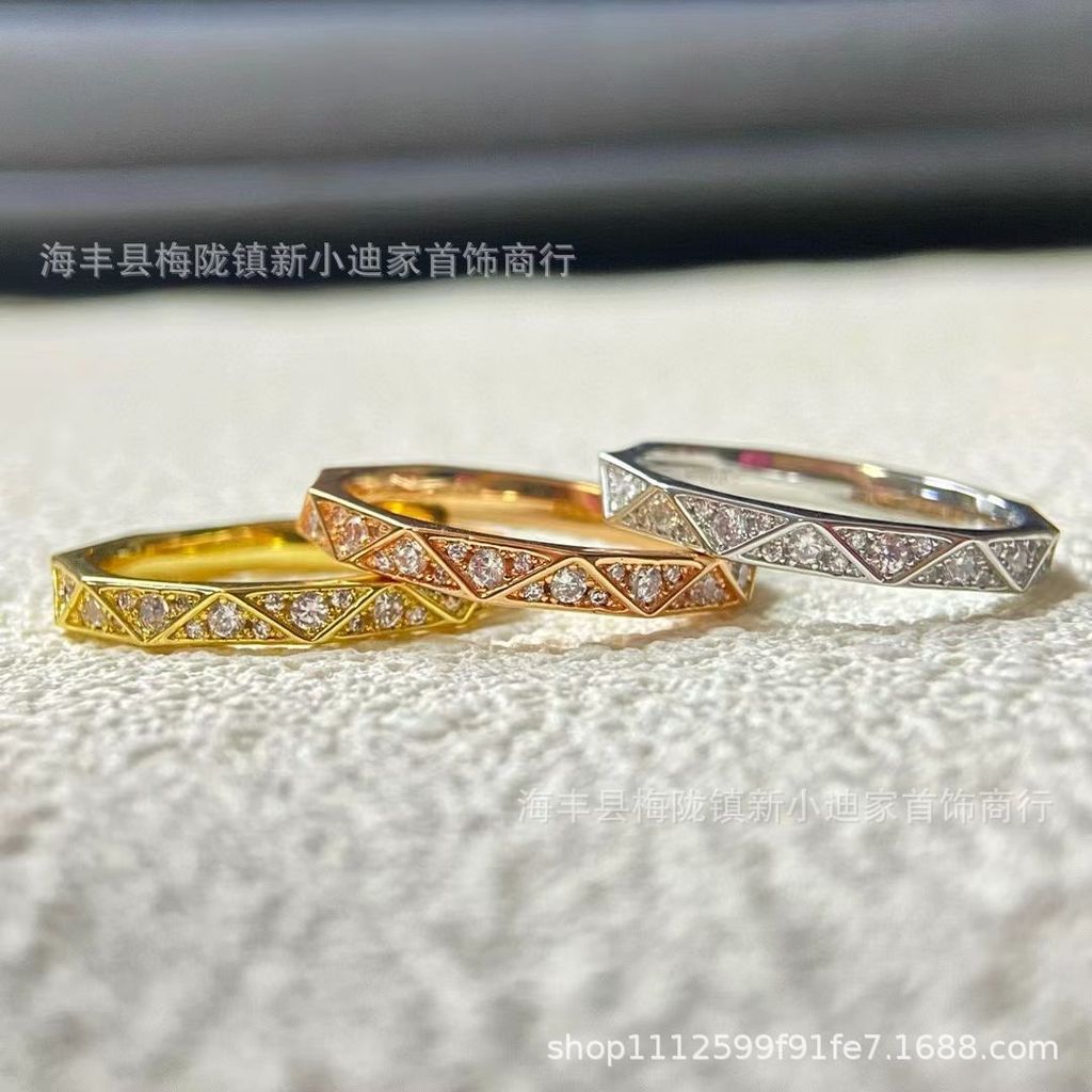 Graff Rhombus Full Diamond Smooth Elegant Ring for Women Couple Mobius Ring Pair Ring Exquisite Ring