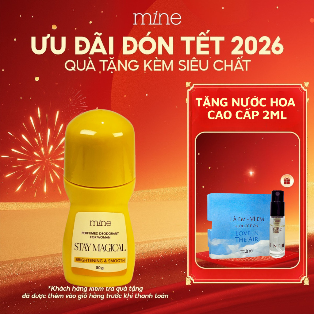 Lăn Khử Mùi Nữ Hương Nước Hoa Mine Dưỡng Trắng Sáng Da Niacinamide, Lăn Nách Thơm Lâu Khử Mùi 50G