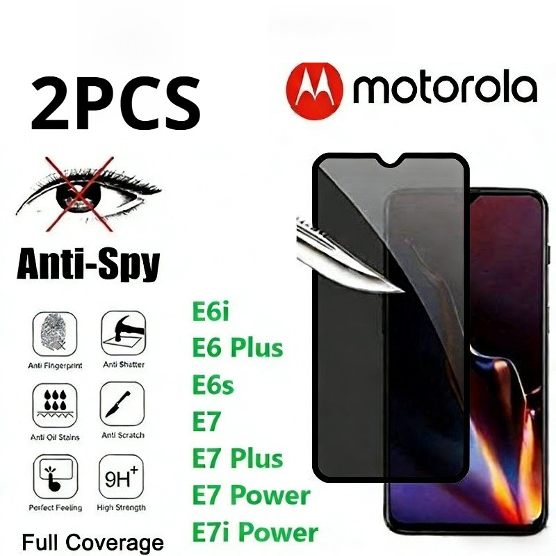 1-2 Chiếc Riêng Tư Cạnh Đen Kính Cường Lực Cho Motorola Moto E7i E7 E6s E6i E6 E Power Plus 2020 Chố