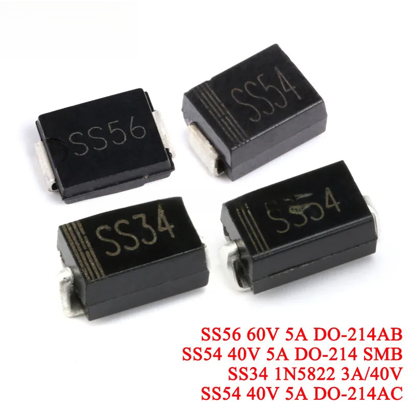 Điốt chỉnh lưu SMA SMB Schottky SMD SS56 SS54 SS34 1N5822 DO-214AC DO-214AB
