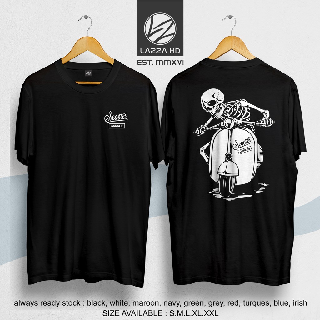 Vespa Scooter Garage Ô tô Skull Distro Áo sơ mi Cool