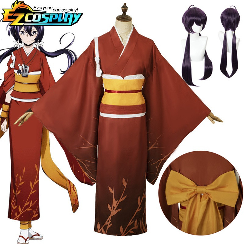 Trang phục cosplay Izumi Kyouka với kimono và yukata, tóc giả và clogs cho Halloween