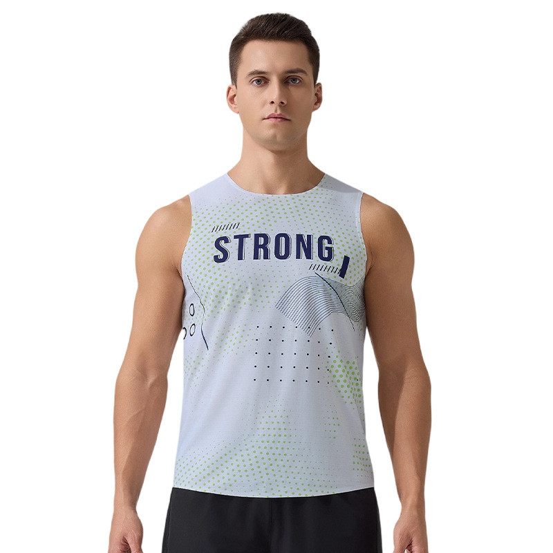 Sports Vest Running Workout Sleeveless T-shirt Outdoor Marathon Breathable Quick-Dry Vest CqGX