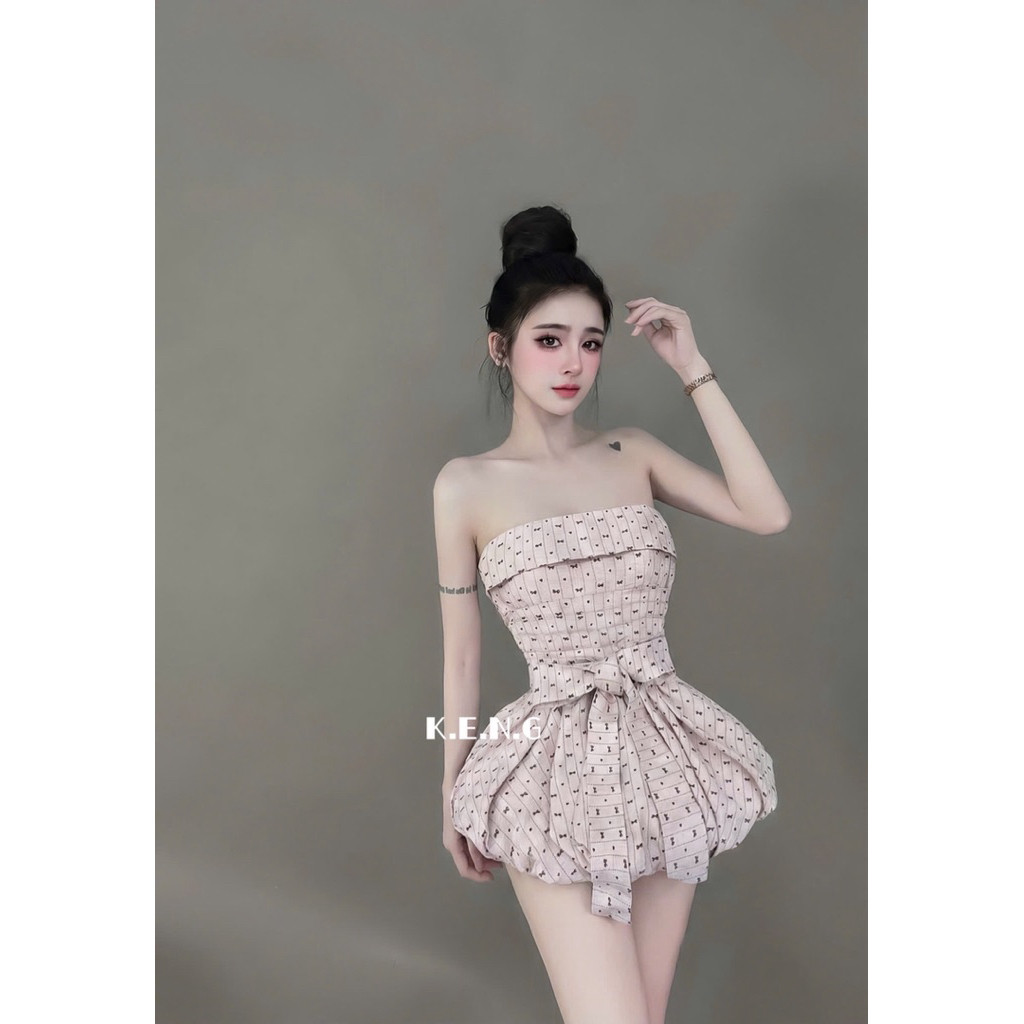Đầm cup ngực nơ chân  bí KENG  BYJOLIE