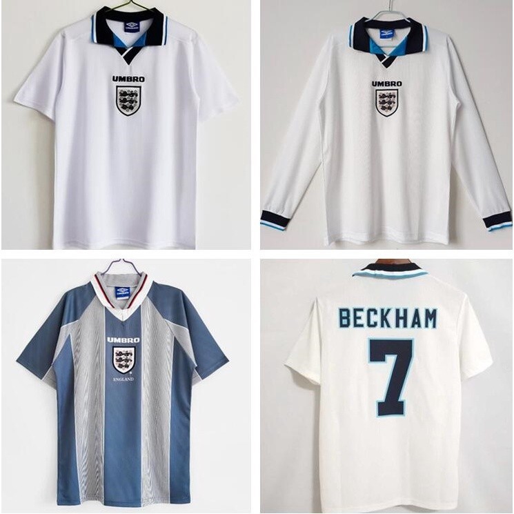 Áo Bóng Đá Retro 1996 England - Phong Cách Beckham, Dài Tay
