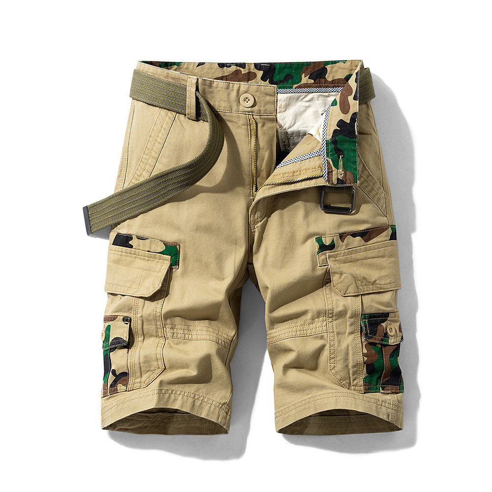 Mùa Hè Quần Short Nam Cotton Nhiều Túi Cho Đi Biển và Jogging