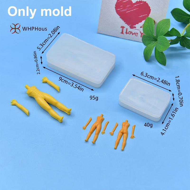 < WHPHous-t > 1 Bộ Đất Sét Polymer Nam Búp Bê Cơ Thể Torso Khuôn Silicon Fondant / nhựa Đất Sét DIY 