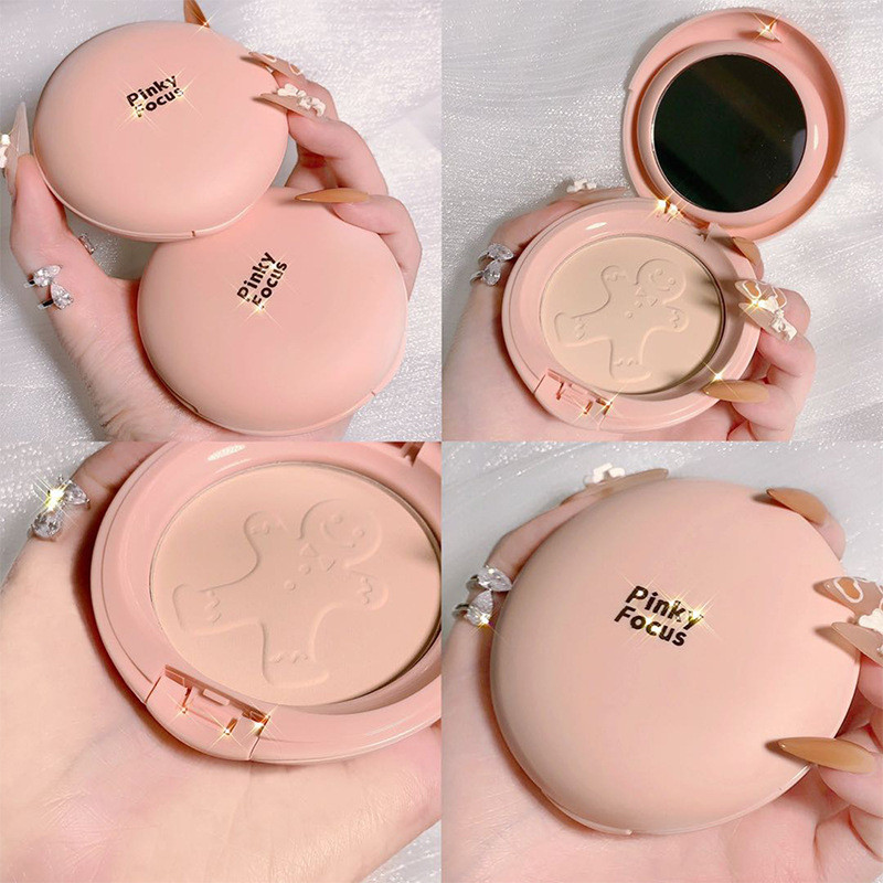 Pinky Pinky Focus Little Gingerman Pressed Powder Kiểm soát dầu Khô ướt Sử dụng kép Không dễ gây nhi