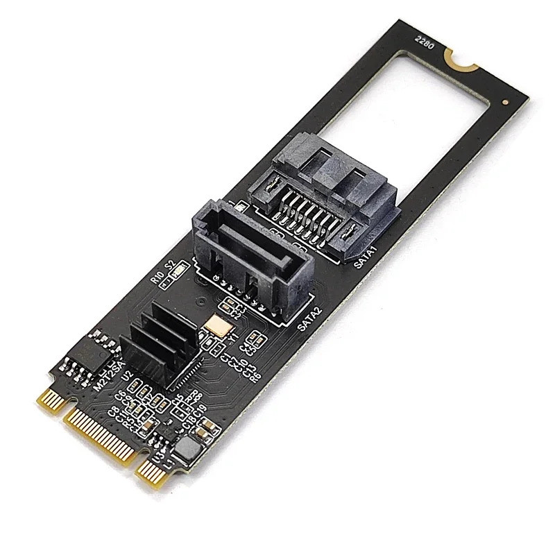 Thẻ Riser NVME sang Bộ điều khiển SATA kép M.2 NVME sang SATA3.0 Bộ chuyển đổi ổ đĩa cứng 6G M.2 Key