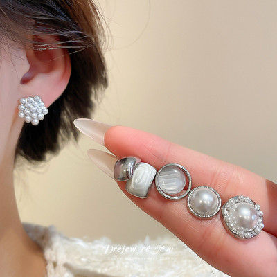 Bộ Bông Tai DREJEW 5 Cặp, Pha Lê Ngọc Trai và Thiết Kế Kim Loại Thích Hợp Sử Dụng Hàng Ngày