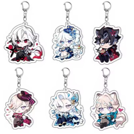 Móc khóa Genshin Impact – Furina, Arlecchino, Neuvillette, Lynette, Lyney, Wriothesley; phụ kiện ani