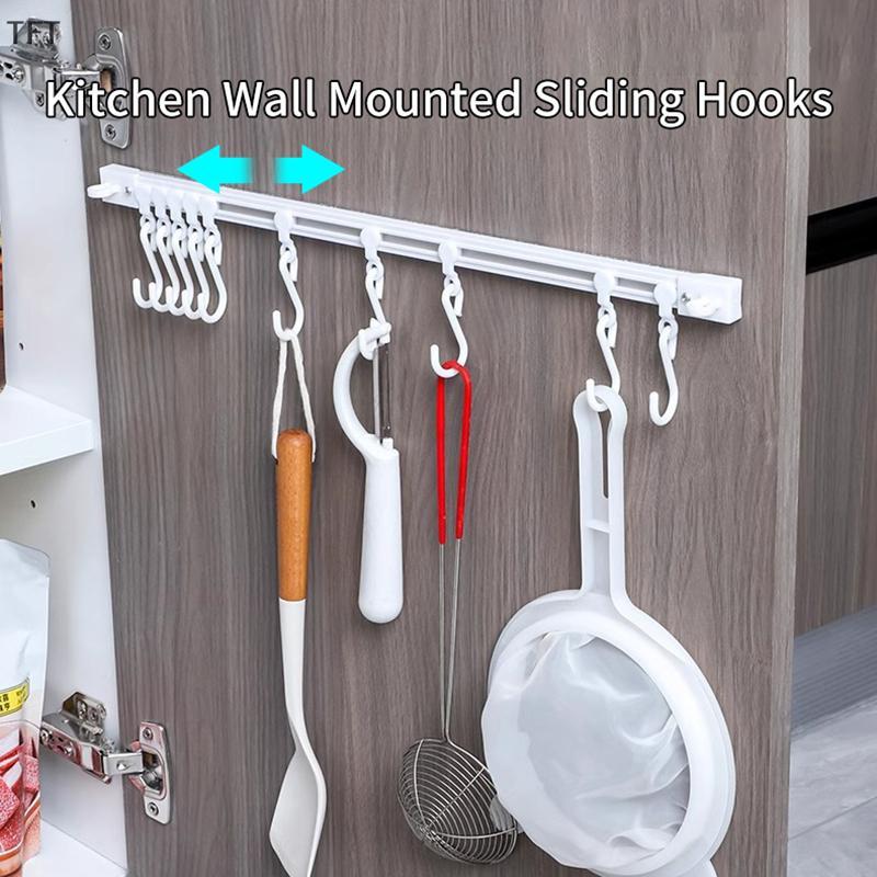 (FTT) Wall Mounted Long Row Hook with Removable Hooks - Self-adhesive Cabinet Hook NEW