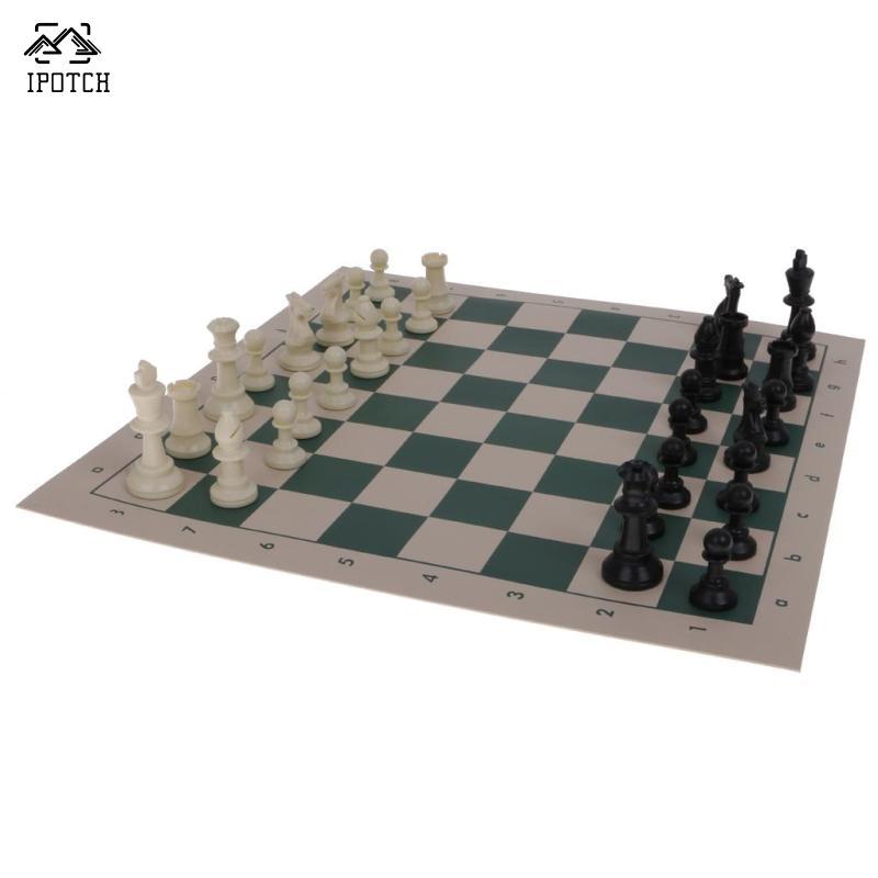 Truyền Thống Roll Up Mat CHESS BOARD GAME Set 32 Miếng Vui Đảng Ủng Hộ Nhỏ