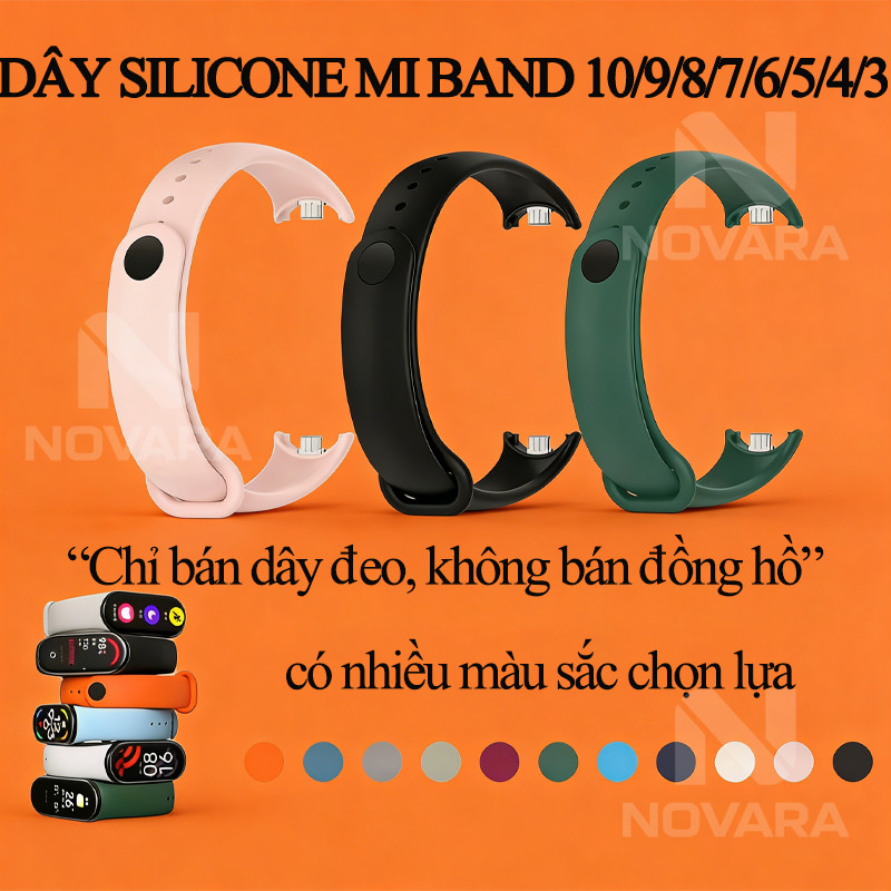 Dây đeo đồng hồ silicon cho Xiaomi Mi Band 10 / 9 / 8 / 7 / 6 / 5 / 4 / 3 Dây…