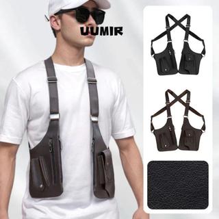 UUMIR Túi đựng áo Vest lưu trữ UUMIR, Túi đeo ngực nhiều túi giấu kín, Túi đựng điện thoại di động chống trộm đa chức năng bằng da cổ điển dành cho nam nữ