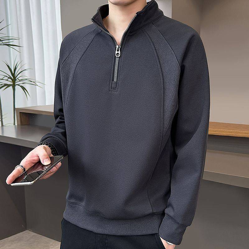 Half Zipped Stand Collar Design Long-Sleeved Men's Sweater Autumn and Winter New High-Grade Design S