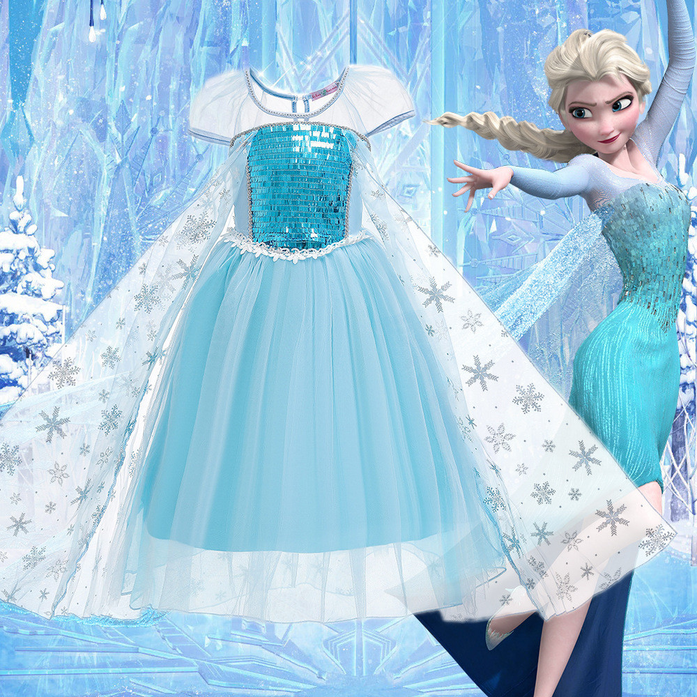 Frozen Frozen の Frozen の Frozen Queen Elsa Princess Dress Elsa Dress Váy gạc lông tơ Quần áo bé gái 