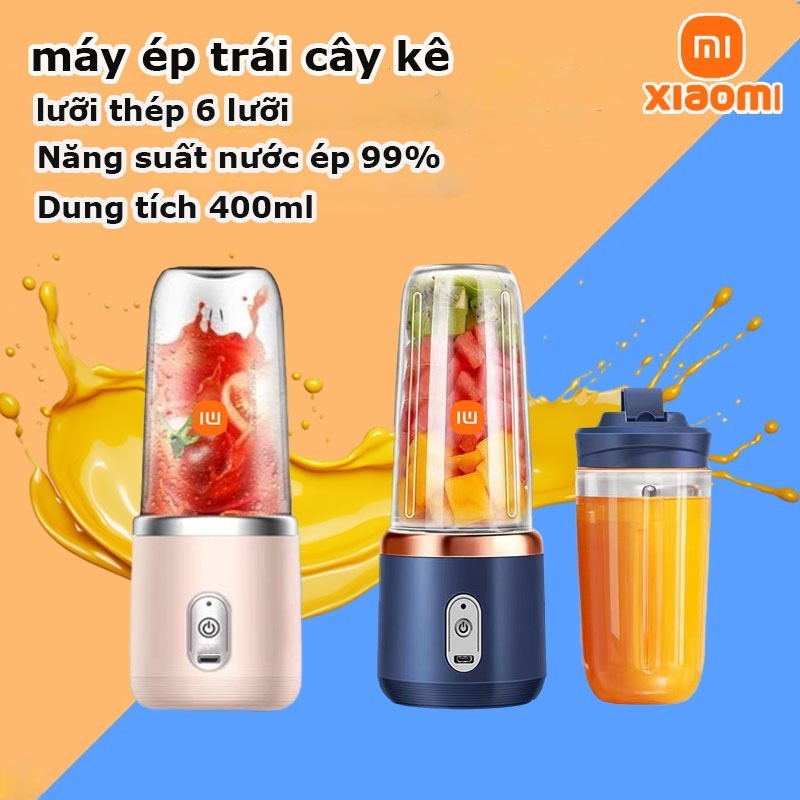 Máy ép trái cây mini Xiaomi Máy ép trái cây cầm tay 400ml Máy ép trái cây 6 lưỡi có thể sạc lại USB