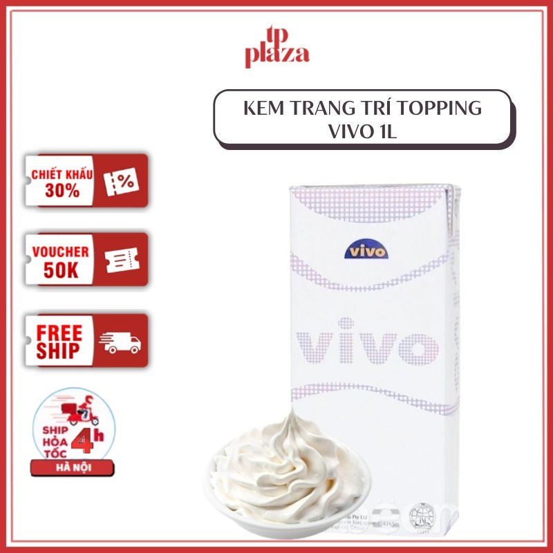 Kem Trang Trí Topping Vivo Hộp 1L - Kem Sữa Topping Vivo