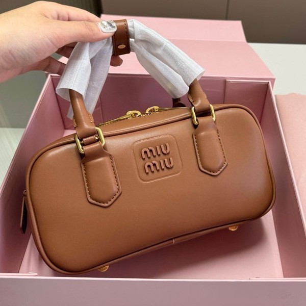 Miu Home Bowling Túi Nữ Túi Vuông Nhỏ Túi Boston Túi Đeo Vai Di Động Túi MI333333-20251231