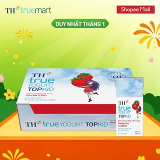   Livestream  Thùng Sữa Chua Uống Tiệt Trùng TH true YOGURT TOPKID milk Hương Dâu Tự Nhiên 180ml  48 Hộp  